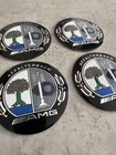 Mercedes AMG Affalterbach Stickers Wheel Centre Cap 75mm X 4 Blue Black Silver