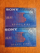 Sony Hi-Fi Type I Normal Bias Blank Cassette Tape 60 Minutes Lot of 2 Tapes NEW 