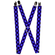  Suspenders - 1.0  - Diagonal Buffalo Plaid Black/Red ACC NEW