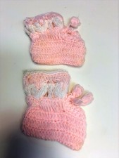 Vintage KNITTED Pink Baby Booties newborn infant