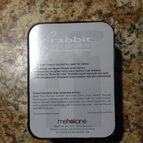 Rabbit Wein Konservierer Vakuumpumpe mit 2 Stopfen Neu in original versiegelter Verpackung - Bild 3 von 8