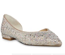 Betsey Johnson Women's Remy Ballet Flat - Silver Iridescent- 6M- New