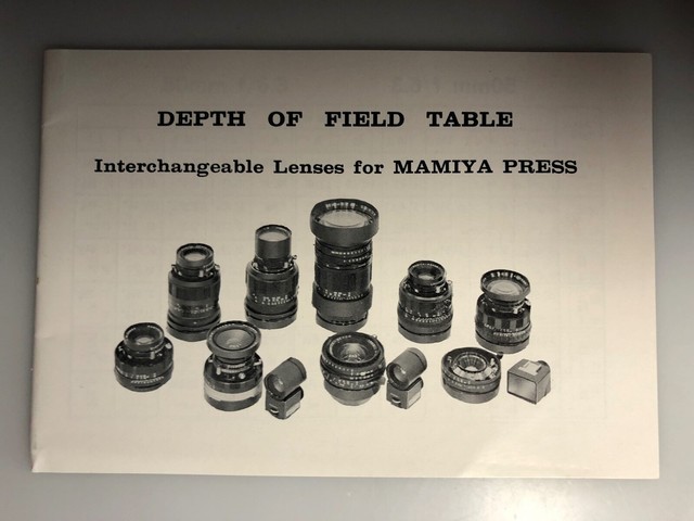 Mamiya Depth of Field Table Tiefenschärfetabelle Bedienungsanleitung Mamiya Depth of Field Table Tiefenschärfetabelle Bedienungsanleitung