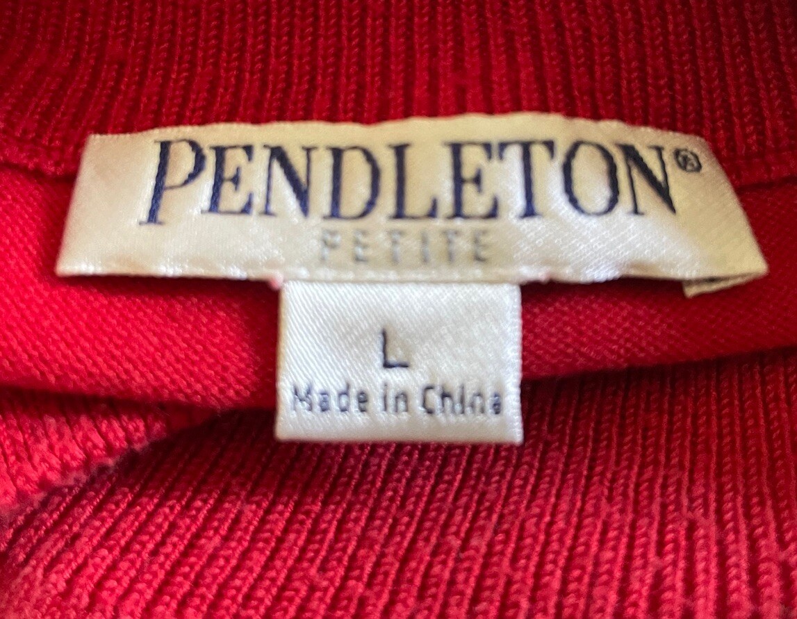 Pendleton Turtleneck Red Long Sleeve Pullover Top… - image 5