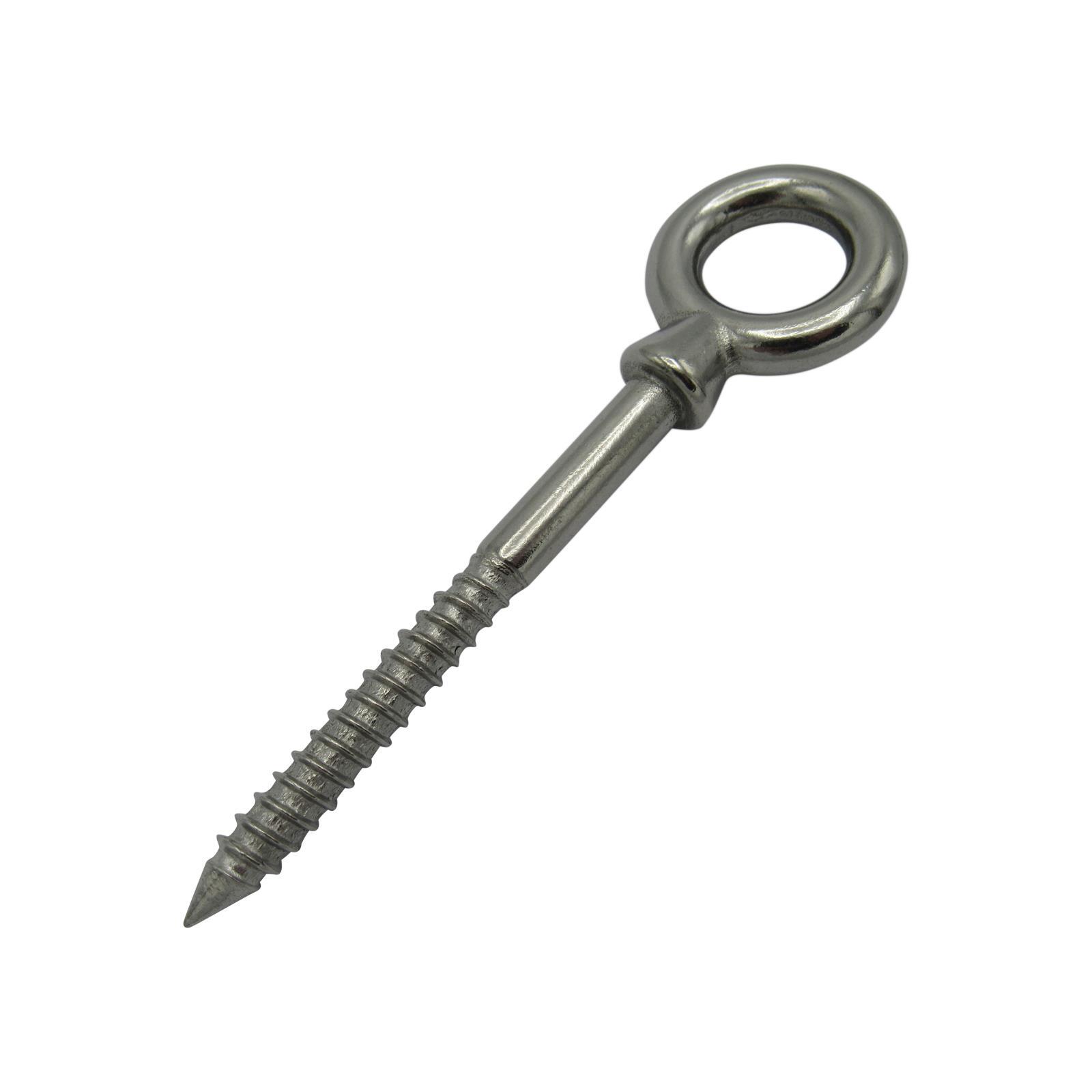 Wood Screw Eye Bolt Stainless Steel 8MM (60MM Shank Eyebolt Marine Rope 316)