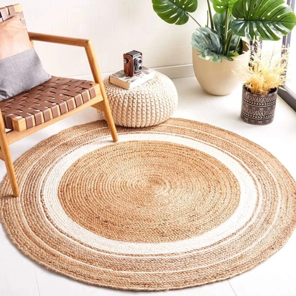 Jute Braided Round Rug, Natural Jute Rug, Bohemian Rug, Custom Size Rug, Boho De - Image 4 of 4