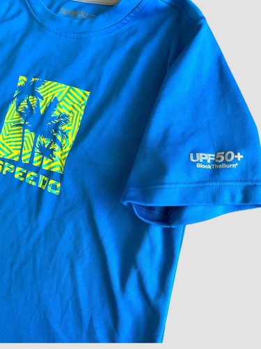 Speedo Swim Shirt Boys XL Blue Short Sleeve Rash Guard UPF Sun Protection Loose - Picture 3 of 7