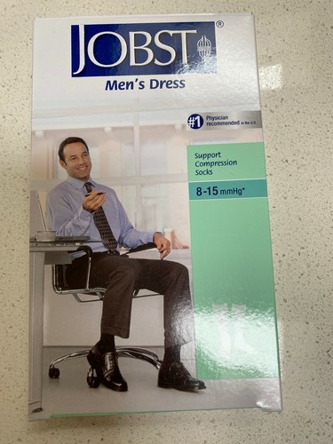 (1) Pair Jobst Men's Dress Khaki Size Large Closed Toe Knee High 8-15 mm Hg NIB