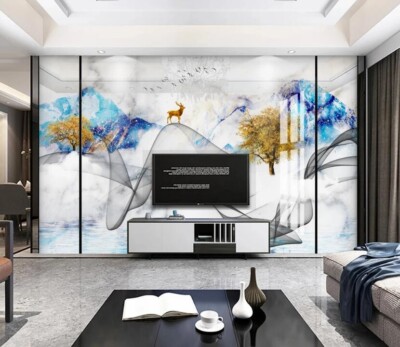 3D Mountain Tree G13099 Wallpaper Wall Murals Removable Self-adhesive Honey