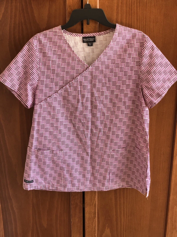 Rampage Medical Apparel Women’s Multicolor Scrub Top Size Large Pink Purple - Image 2 of 4