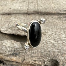 Natural Black Onyx Gemstone Ring Handmade Jewelry Ring 925 Sterling Silver Ring