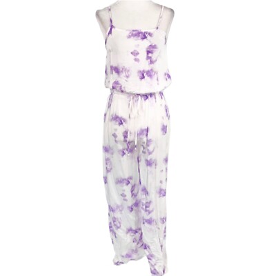 New Shinestar Tie Dye Sleeveless Straight Leg Jumpsuit White