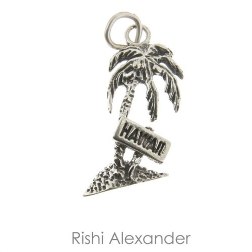 925 Sterling Silver Hawaii Palm Tree Charm Made in USA - Picture 1 of 2