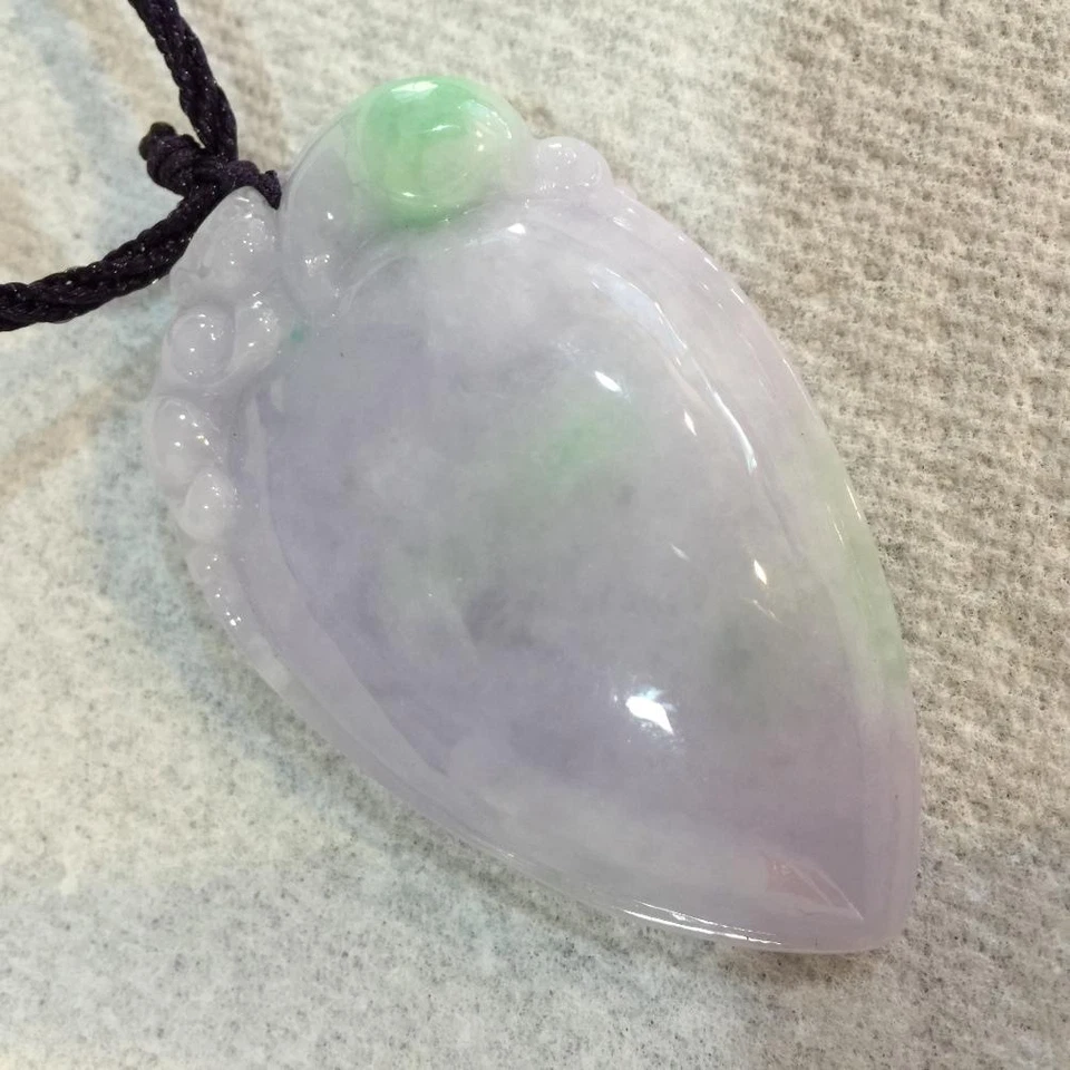 Colgante Certificado 100% Natural Jade Helado Jadeíta Lavanda Corazón/Melocotón Grado A 352 Foto 3 de 4