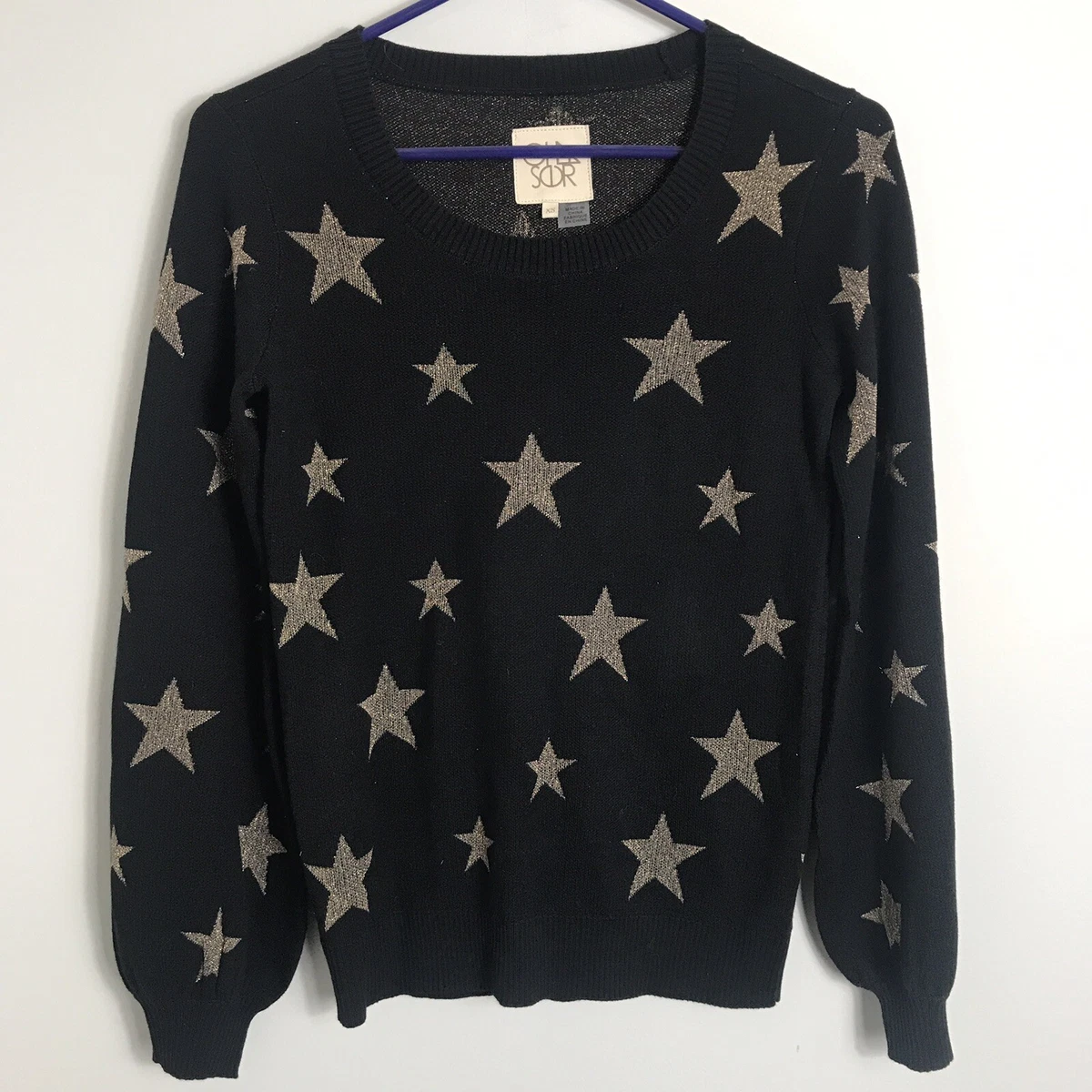 Black sweater with gold stars cheap