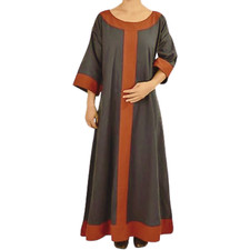 Women s Viking Medieval Dress Gudrun Long Cotton Cosplay Role Playing Costume