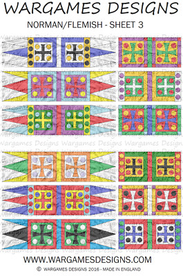 28mm Dark Ages Norman/Flemish Banners - Sheet 3 FOG, DBA, Hail Caesar, Impetus 
