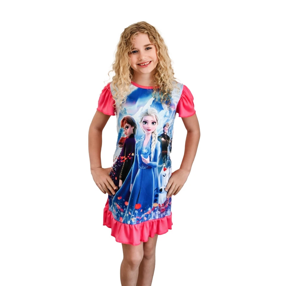 Girls Short Sleeve Officially Licensed Character Colorful Nightshirt/Nightgown/ - Image 4 of 4