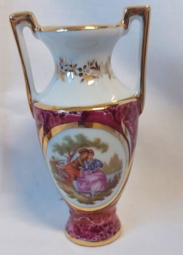 Limoges France Vase Amphore Henkelvase Handbemalt Vintage Porzellan - Bild 1 von 9