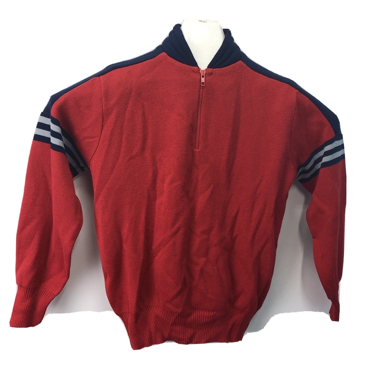 OSSI SKIWEAR　セーター Ossi Skiwear 1/4 Zip Men's Red/Blue Acrylic Wool Blend