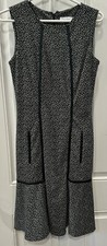 CALVIN KLEIN Sheath Dress Black/White Textured Sleeveless Trim Drop-waists Sz 2