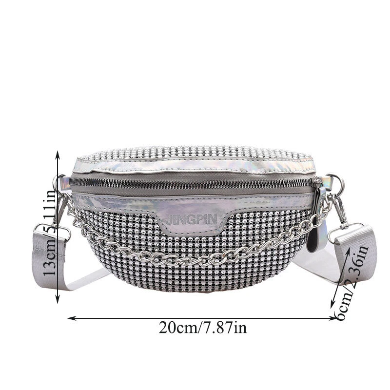 White glitter cheap bum bag