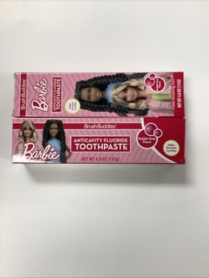 Brush Buddies Barbie Anticavity Fluoride Toothpaste Bubble Gum Flovor 4oz Lot 2