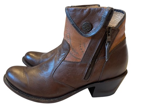 JB Dillon Leather Paisley Floral Shortie Ankle Side Zip Boot Women’s 9B