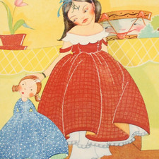 1930 ART DECO Children's Bookplate Print FERN BISEL PEAT Full Color Naughty Doll