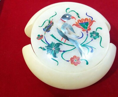 Marmor Untersetzer Set Semi Precious Steine Inlay Handwerk Arbeit Heim Dekor