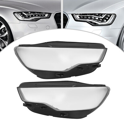 1 Pair Headlight Lens Covers Left&Right Headlamps Cover For 2011-2015 Audi A6 C7