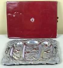 VTG Arthur Court 1997 Aluminum  CORNUCOPIA  18.5" 3-Section Serving Tray Platter