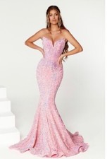 Portia And Scarlett PS21208 Plus Sz 18 Pink Strapless Mermaid Prom Gown VGUC