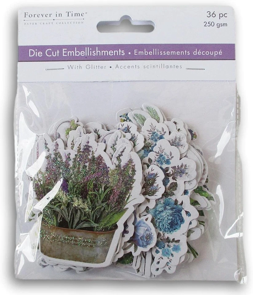 Arreglo floral lavanda estilo vintage troquelado formas brillantes - para diario Foto 4 de 4