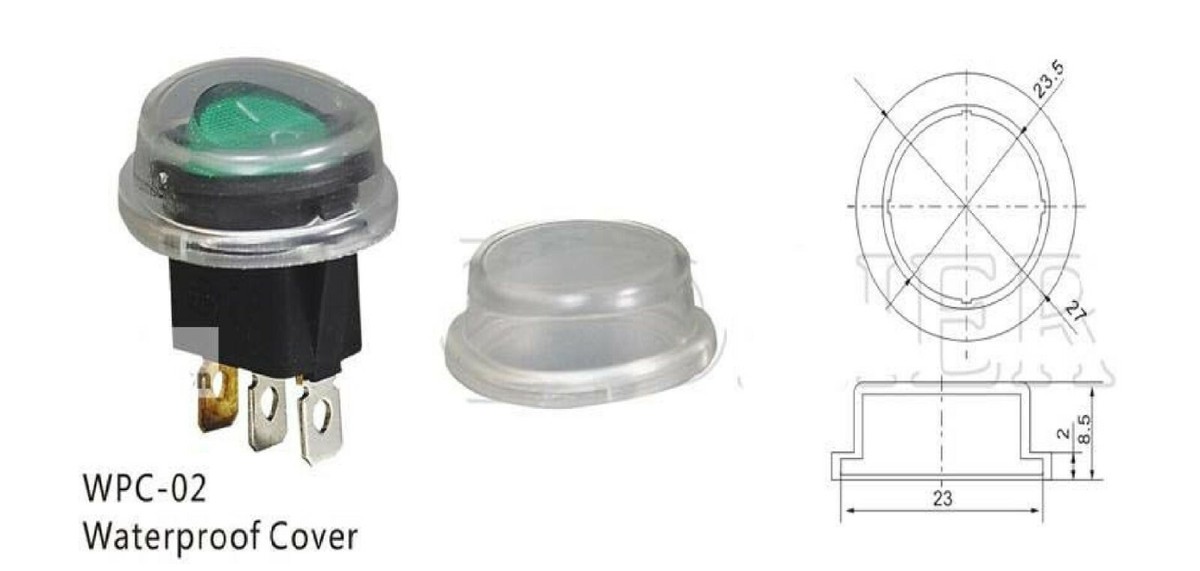 25 Pz. CAPPUCCIO impermeabile per interruttore a bilanciere rotondo 20mm cover 25 Pz. CAPPUCCIO impermeabile per interruttore a bilanciere rotondo 20mm cover