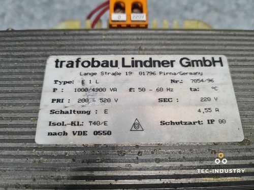Transformador Trafobau Lindner I I E 1 L I P 1000/4900 VA | PRI 200-520V | 220V - Imagen 2 de 8