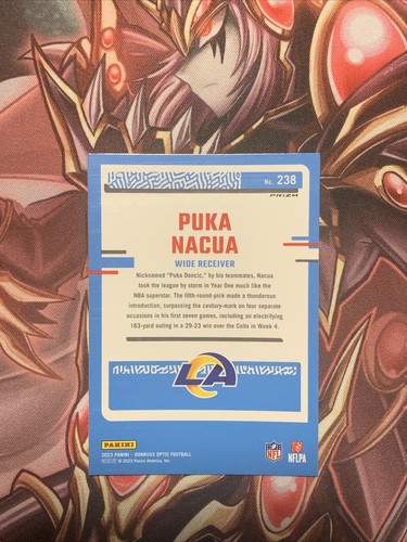 Puka Nacua 2023 Donruss Optic Rated Rookie Purple Shock Prizm SP #238 RC Rams  - Imagen 2 de 2