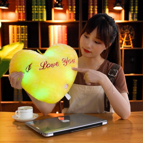 Light Up Pillow Cute Heart Shape Throw Pillow Glowing LED Lighted Plush CushiOD - Picture 5 of 22