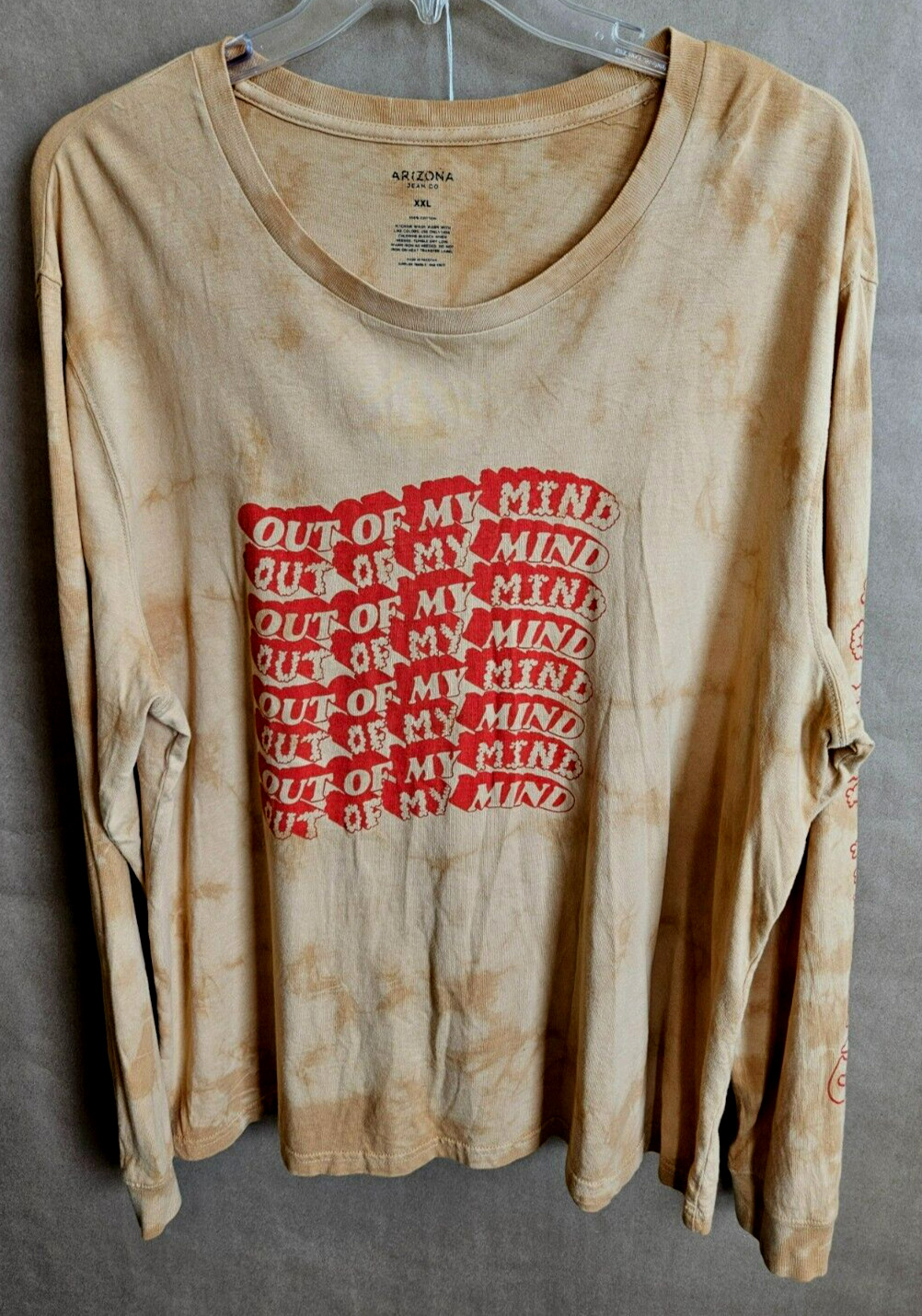 ARIZONA JEAN CO. TIE DYED GRAPHIC L/S  CREW NECK GOLD SIZE XXL PAKISTAN #4176