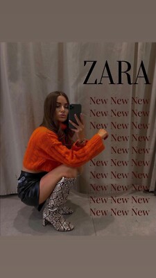 Zara Woman Snakeskin Embossed High Heel Boots 3015/810