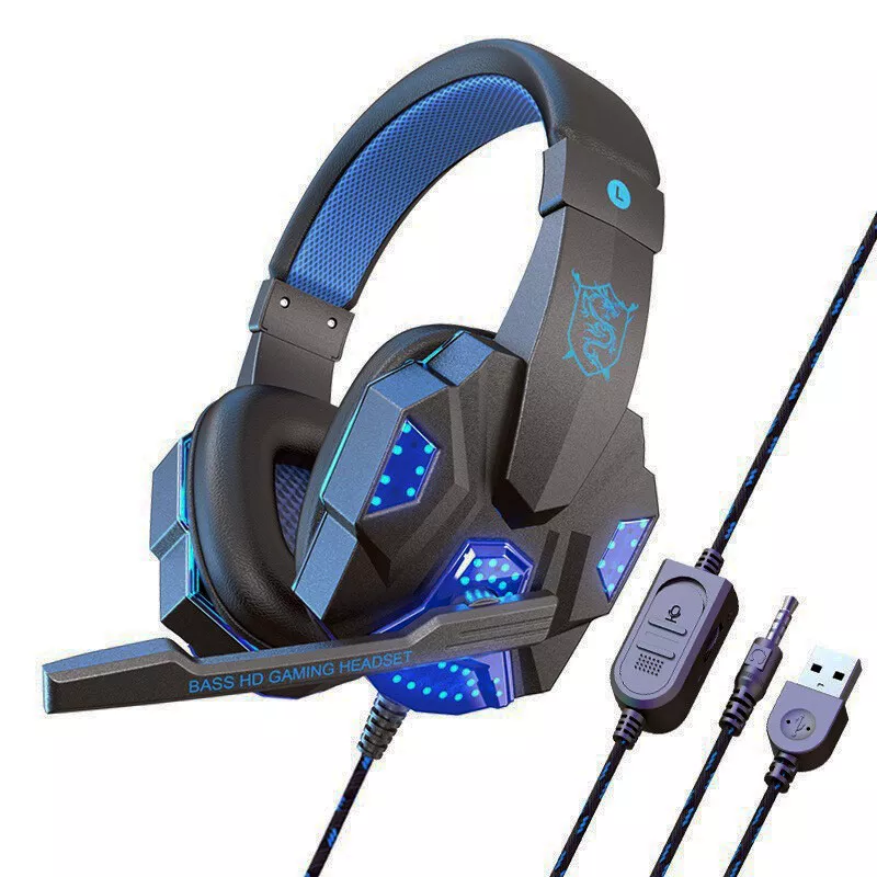 3.5mm Gaming Headset Mic Headphones Stereo Bass Surround For PS5