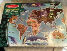 puzzle Map of the World 500 piece Melissa Doug. 19 x 27 in. Sturdy pieces. C