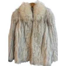 Quality Scandinavian Saga Natural Blue Fox Fur Jacket Coat Light Silver Color