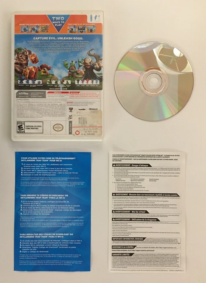 Skylanders Trap Team (Nintendo Wii, 2014) Activision - Box, Disc & Inserts - Image 2 of 4