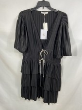 WAYF Women's Black Accordion Pleated Rhinestone Bow Dress 92986WCH Sz XL NWT