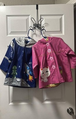 Kidorable Girls 2T Pink Cat Hooded Rain Coat Snap Front Polyurethane Nylon Lined
