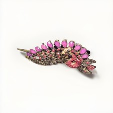 Peacock Feather Clip Hair Rhinestones