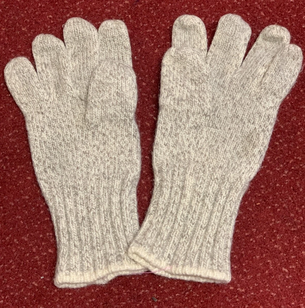 100% Wool Gloves Mens Size Large Light Heather Gray Not Lined Vintage