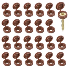 Screw Snap Covers Plastic Hinged Screw Cover Caps 4 mm & 100 Pack & Light Coffee