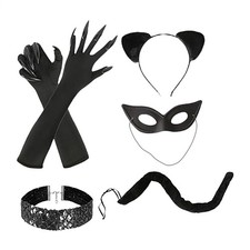 Cat Woman Costume Outfit Halloween Party Costume Set Black Cat Costume Accessori